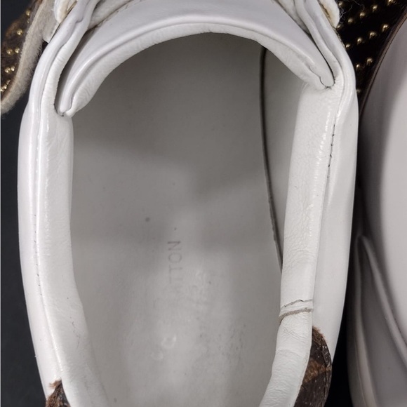 Louis Vuitton White Sneakers with Brown Strap size 8 pre owned Exellent Con - Picture 15 of 16